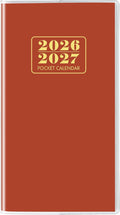 Pocket Calendar 2026-2027, Purse Monthly Planner, Runs from January 2026 Until December 2027, 3.7" x 6.7", Pocket Calendar with PVC Cover for Planning, Organizing and Office - Brown