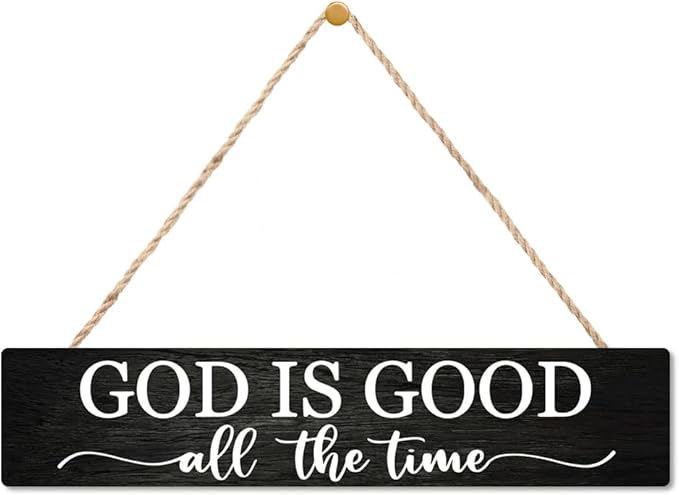 AGMDESIGN God Is Good All The Time Wood Sign, Faith-Based Wall Decor for Shelf Desk Door, Christian Hanging Wooden Plaque for Prayer Room Home Church Farmhouse, Ideal Gifts for Christians Families