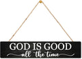 AGMDESIGN God Is Good All The Time Wood Sign, Faith-Based Wall Decor for Shelf Desk Door, Christian Hanging Wooden Plaque for Prayer Room Home Church Farmhouse, Ideal Gifts for Christians Families