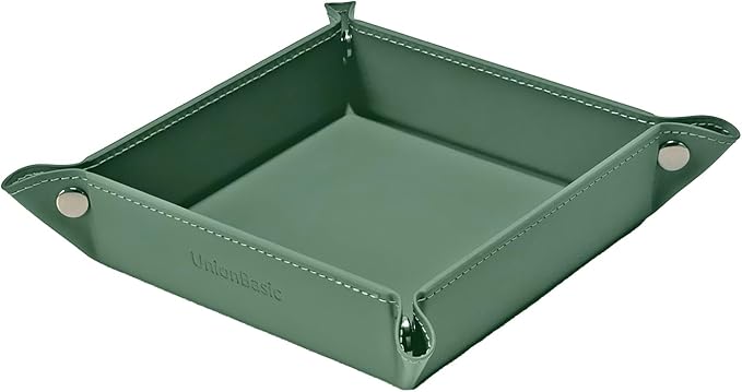 UnionBasic Small Valet Tray, Jewelry Tray for Rings Watches Earrings, Entryway Catchall Caddy for Coins Keys Change, Nightstand Bedside Valet Holder, Trays for Electronic Gadgets, Malachite Green