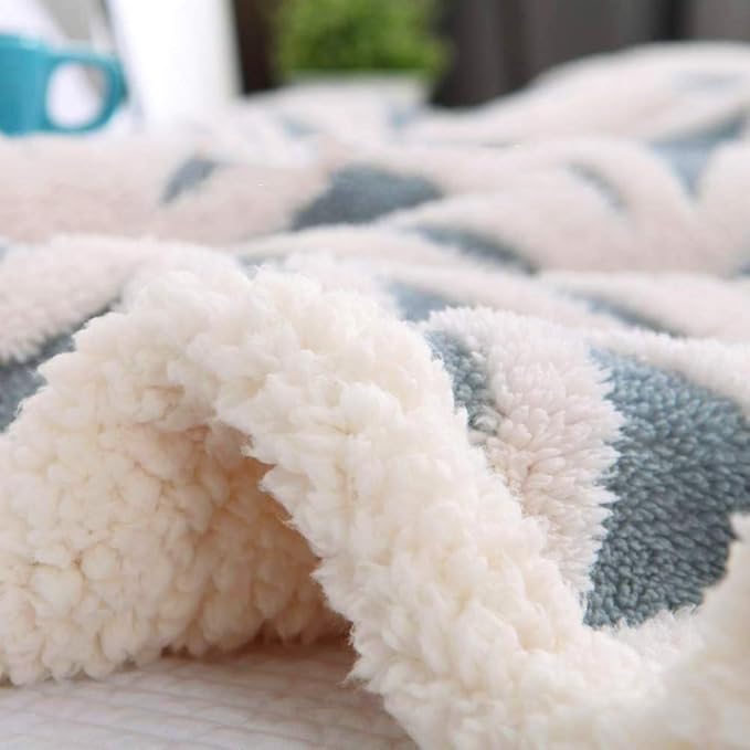 LOMAO Sherpa Fleece Blanket Easter Gifts for Mom Cozy Soft Throw Blanket for Women Men Dual Sided Couch Sofa Bed Blanket (Light Blue,51x63 inch)