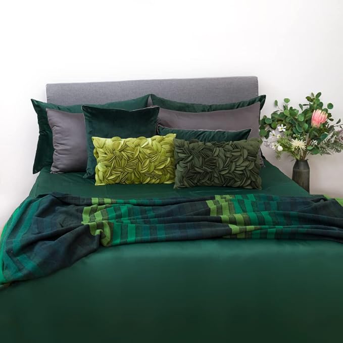 KINGROSE 3D Flower Throw Pillow Cover Floral Decorative Pillowcase Soft Cushion Cover for Bed Couch Sofa Living Room 12 x 20 Inches Velvet Green
