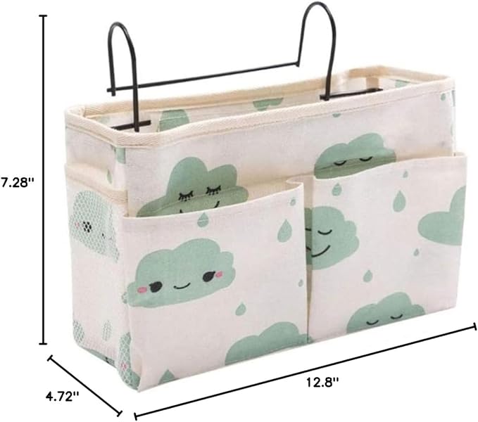 Bedside Hanging Organizer Bunk Bed Storage Hanger Bag Pocket Dormitory Bed Caddy - Green.