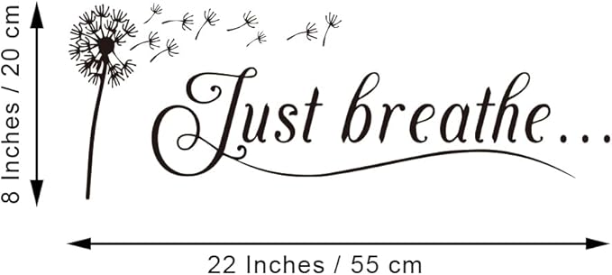 Just Breathe Vinyl Wall Decal Yoga Quotes Positive Relax Motto Art Letters Sayings Living Room Décor Lettering