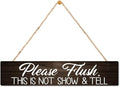 AGMDESIGN Please Flush This is Not Show and Tell Wood Sign, Funny Bathroom Decor for Shelf Wall Desk, Humorous Restroom Sign for Home Office Cafe, Farmhouse Bedroom Toilet Wooden Hanging Plaque