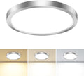 slochi LED Flush Mount Ceiling Light Fixture, 3000K-4000K-6500K & 100W Equivalent Modern Kitchen Recessed Ceiling Lamp 24W 3200Lm 12 Inch Closet Round Surface for Bathroom Laundry-Brushed Nickel