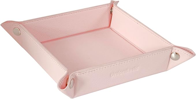 UnionBasic Valet Tray, Jewelry Tray for Rings Earrings, Entryway Catchall Caddy for Coins Keys Change, Nightstand Organizer Bedside Valet Holder, Trays for Electronic Gadgets, Lychee Pearl Blush