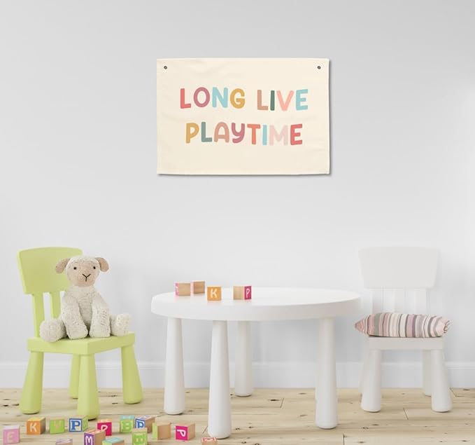 Long Live Playtime Boys Girls Toddler Children Playroom Bedroom Hanging Banners Decor Boho Classroom Banner Kids Toddler Nursery Sign Play Room Signs Tapestry Wall Art