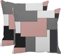 Emvency Set of 2 Pink Geometric Throw Pillow Cover Black Grey White Painting Abstract Checkered Design Decorative Pillow Case Modern Home Decor Standard Square 18x18 Inch Cushion Pillowcase