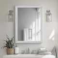 White Wood Effect Framed Wall Mirror, 24x32 Rectangle Mirror, Anti-desilvering Tempered Glass, Sustainable& Sturdy Frame, Anti-Rust, HD Reflection &3min Fast Setup for Bathroom Living Room