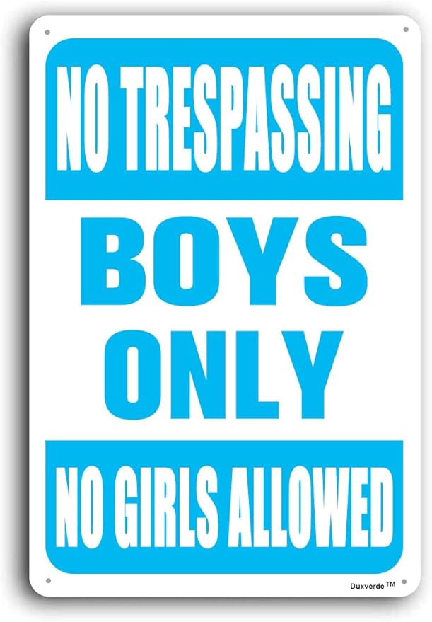 12"x16" Aluminum Sign, No Trespassing Boys Only No Girls Allowed Sign, Boy Decor for Teen Boys Bedroom Door Wall Decoration