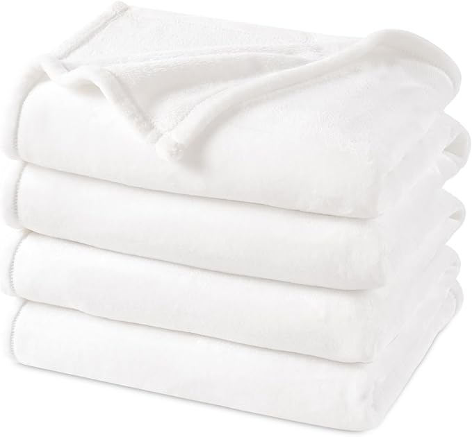 PHF Ultra Soft Fleece Blanket Queen Size, No Shed No Pilling Luxury Plush Cozy 300GSM Lightweight Blanket for Bed, Couch, Chair, Sofa, Perfect Decorations Gifts, 90" x 90", White