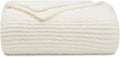 bearberry Soft Rib Knit Blanket Thin Warm & Breathable - Snuggly Minky Throw for Everyday Use, Travel, Chair | All-Season Machine Washable for Couches, Gifts, Family (Cream, 50”x60”)