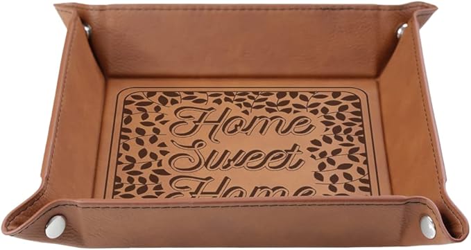 PrintSupremacy Faux Leather Valet Tray, Bedside Leatherette Tray Organizer Storage Great For Keys Phones Cards Watches and Coins, catchall Tray For Home And Office (Quotes)