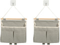 2 Pcs Hanging Organizer with Pockets Waterproof Over The Door Closet Pouch Organizer Linen Cotton Storage Bag for Bedroom, Bathroom
