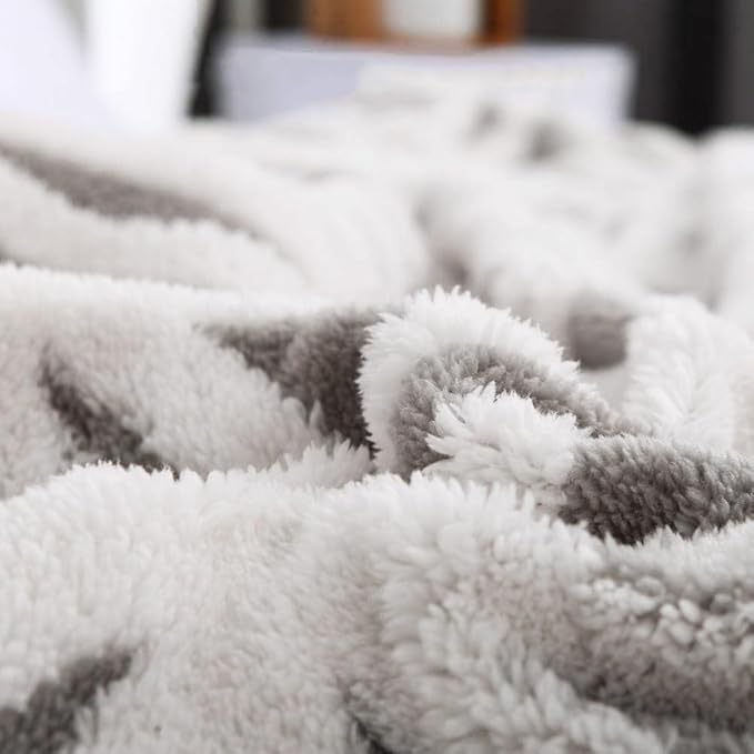 LOMAO Sherpa Fleece Blanket Easter Gifts for Mom Cozy Soft Throw Blanket for Women Men Dual Sided Couch Sofa Bed Blanket (Grey,51x63)
