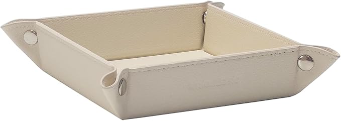 UnionBasic Valet Tray, Jewelry Tray for Rings Watches Earrings, Entryway Catchall Caddy for Coins Keys Change, Nightstand Organizer Bedside Valet Holder, Trays for Electronic Gadgets, Lychee Beige