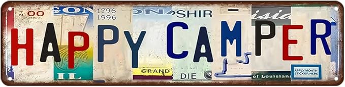Happy Camper Sign Camping Decor Cute Rv Decor Camper Decorations For Inside Happy Camper Gifts Metal Tin Signs 4x16 Inch