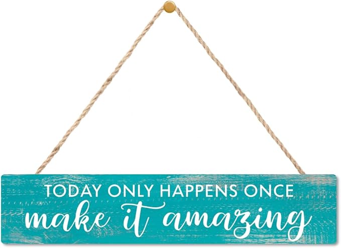 AGMDESIGN Today Only Happens Once Make It Amazing Wood Sign, Motivational Daily Reminder Decor for Bedroom Office, Farmhouse Kitchen Cafe Shop Wooden Plaque, Positive Gifts for Friends Coworkers