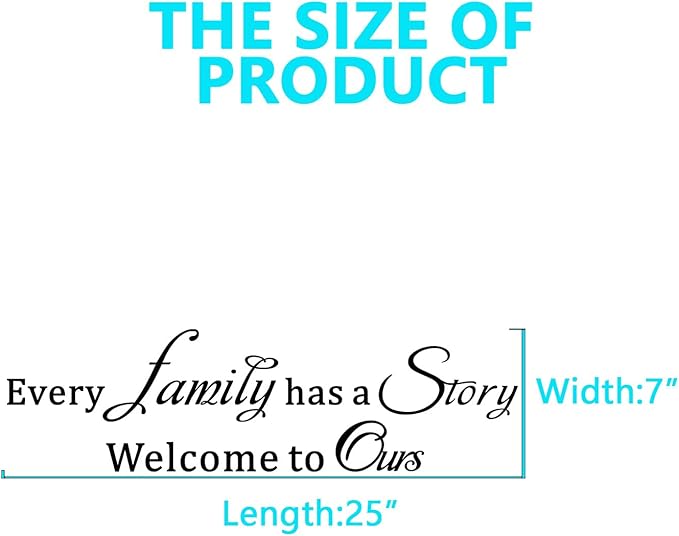 Inspirational Family Wall Stickers for Bedroom: Home Quotes Motivational Vinyl Art Wall Decals for Living Room Kitchen Apartment Bathroom - Every Family Has a Story 25" X 7"
