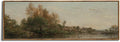 Framed Canvas Wall Art for Bedroom - Long Horizontal 13.5x40" Above the Bed - Vintage Farmhouse French Country - Lake Autumn Fall Forest River Landscape - Cottagecore Aesthetic Master Guest Room Decor