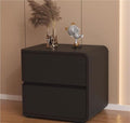 Minimalist Bedside Table Wood Bedside Furniture, Leather Nightstand with 2 Drawer Storage Modern Night Stand for Bedroom, Living Room, 17.7x15.7x18.9inch(Dark Gray,Right)