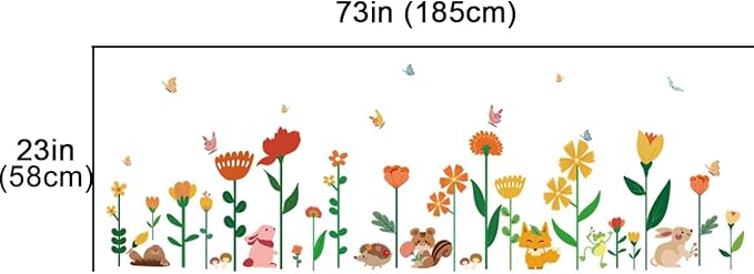Color Flowers Girls Room Wall Stickers Large,Girl Bedroom Wall Decals,Nursery Daycare Preschool Playroom Decals Peel and Stick Removable,Cute Wall Decors for Baby,Girls,Toddlers.