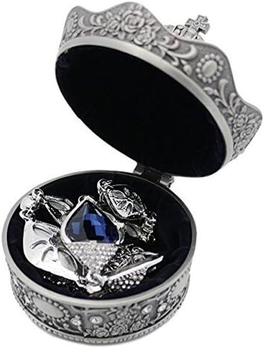 Creative Vintage Metal Alloy Crown Design Jewelry Box Ring Trinket Case Christmas Birthday Gift, Small