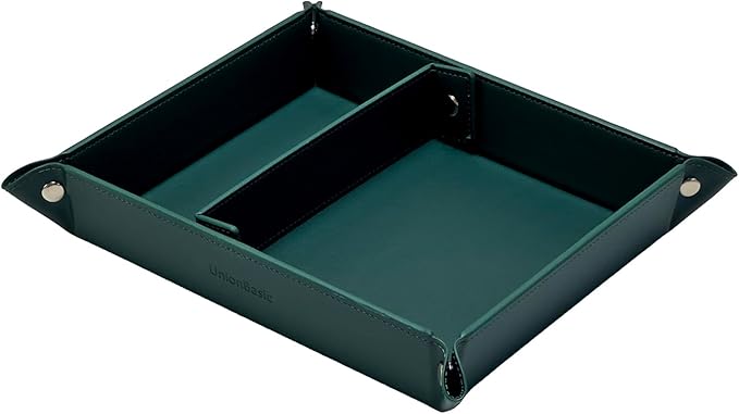 UnionBasic Medium Valet Tray, Jewelry Tray for Rings Watches Earrings, Entryway Catchall Caddy for Coins Keys Change, Nightstand Bedside Valet Holder, Trays for Electronic Gadgets, Vintage Green Plus