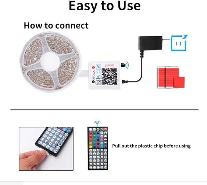 LED Lights for Bedroom 100FT, RGB LED Strip Lights Music Sync, DIY Color Changing LED Light Strip with Remote & App Controll, Led Lights for Room Decor Tape Lights Ambiant Lighting (1 Roll)
