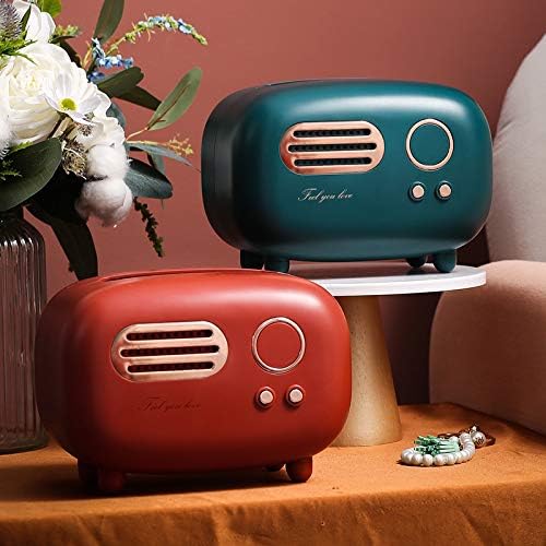 SGVAHY Retro Radio Shape Tissue Cover Box - Unique Multifunction Tissue Box for Kitchen, Bedroom, Office, Parlor, Bathroom Decoration - Creative Gift (Red)