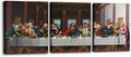 The Last Supper Painting Prints on Canvas Last Supper Wall Art Decor for Living Room Modern 3 Panels Jesus Pictures Posters Giclee Gallery Wrap Artwork Stretched Framed Ready to Hang - 12" x 16" x 3