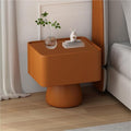 Creative Bedside Table with Drawers, Large Storage Capacity End Table, Wooden Nightstand with Leather Wrap for Living Room, Bedroom(Orange,19.7in)
