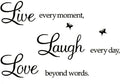 Rertcioph Live Every Moment,Laugh Every Day,Love Beyond Words,Wall Sticker Motivational Wall Decals,Family Inspirational Wall Stickers Quotes