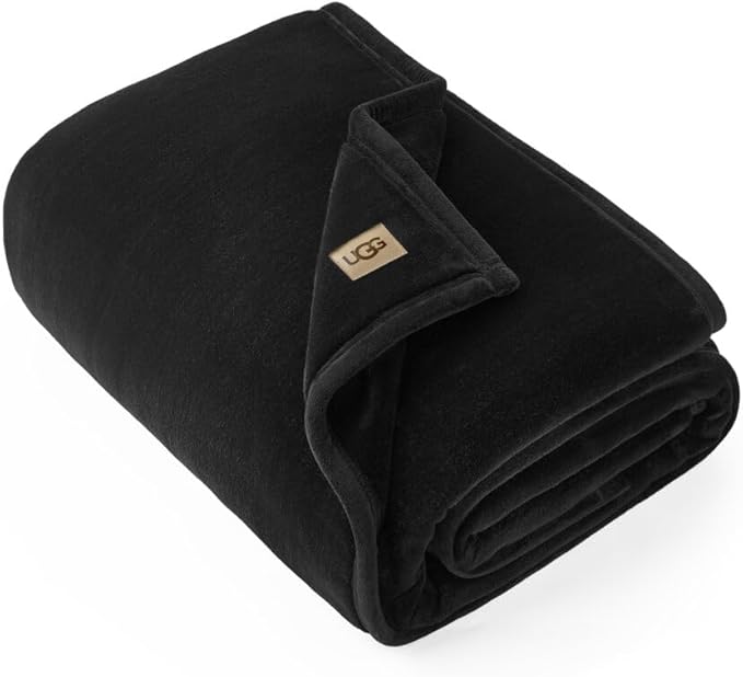 UGG Coco Plush Fleece Throw Blanket – Soft & Cozy Blanket for Couch, Bed & Sofa, Perfect for Home Decor, House Warming Gifts or Luxurious Birthday Gifts for Women, 50" x 70", Black Ink