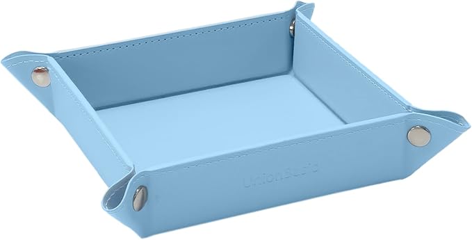 UnionBasic Small Valet Tray, Jewelry Tray for Rings Watches Earrings, Entryway Catchall Caddy for Coins Keys Change, Nightstand Bedside Valet Holder, Trays for Electronic Gadgets, Blue