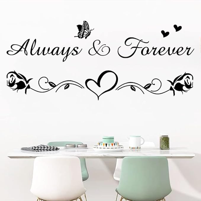 Always & Forever Vinyl Wall Decals - Inspirational Family Wall Decor Sticker for Bedroom & Living Room