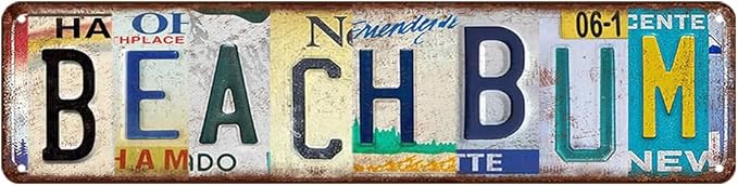 Beach Wall Decor Beachy Room Sign Beach Decorations For Home Skateboard Wall Art Vintage Surf Metal Tin Signs Coastal Summer Bedroom Decor Aesthetic Beach Bum Blvd Signs Coastal Themed Gifts 4x16 Inch