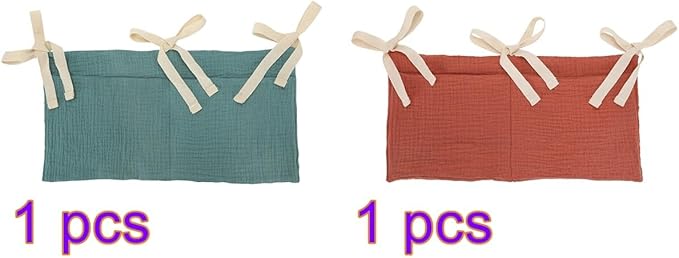 2 Pack Baby Crib Hanging Storage Bag, 2-Pockets Baby Crib Side Organizer Crib Hanging Organizer for Diapers, Toys, Clothing