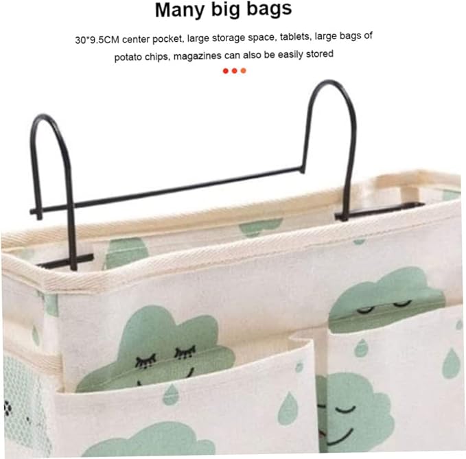 Bedside Hanging Organizer Bunk Bed Storage Hanger Bag Pocket Dormitory Bed Caddy - Green.