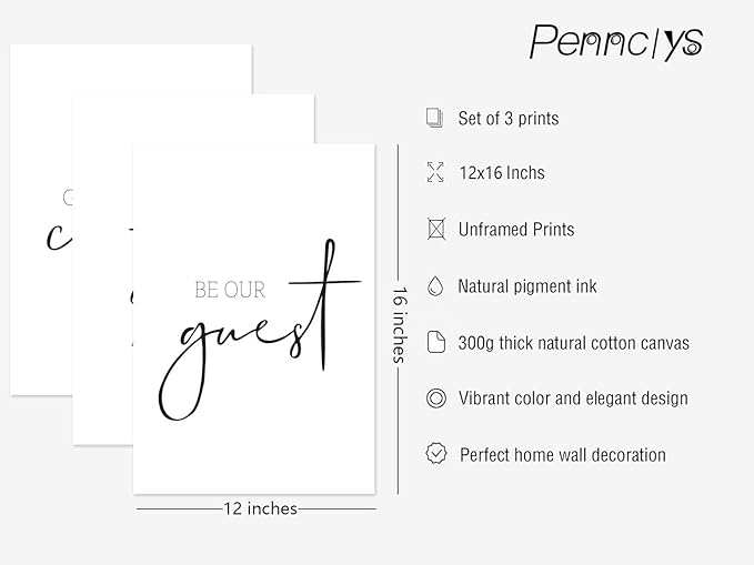 Be Our Guest Wall Decor Guest Room Wall Art Decor Stay Awhile Signs for Home Decor Minimalist Wall Art over the Bed Sign Guest Bedroom Wall Decor Canvas Painting 12x16 Inch (set of 3) UNFRAMED