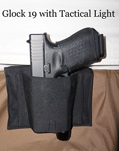 DTOM’s Famous Ain't-Goin'-Nowhere 3-Strip Bedside Holster for Gun with Attached Tactical Light or Laser (Ambidextrous - Low Visibility - BH3 w/ULTRAStick Technology)