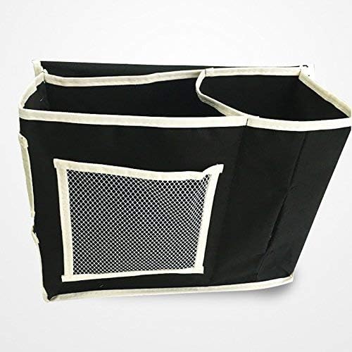 Oxford Bed Pockets Portable Remote Control Bedside Storage Caddy Hanging Organizer Bag with 6 Pockets Bed Sofa Organizer for Magazine Tissue Phone Black