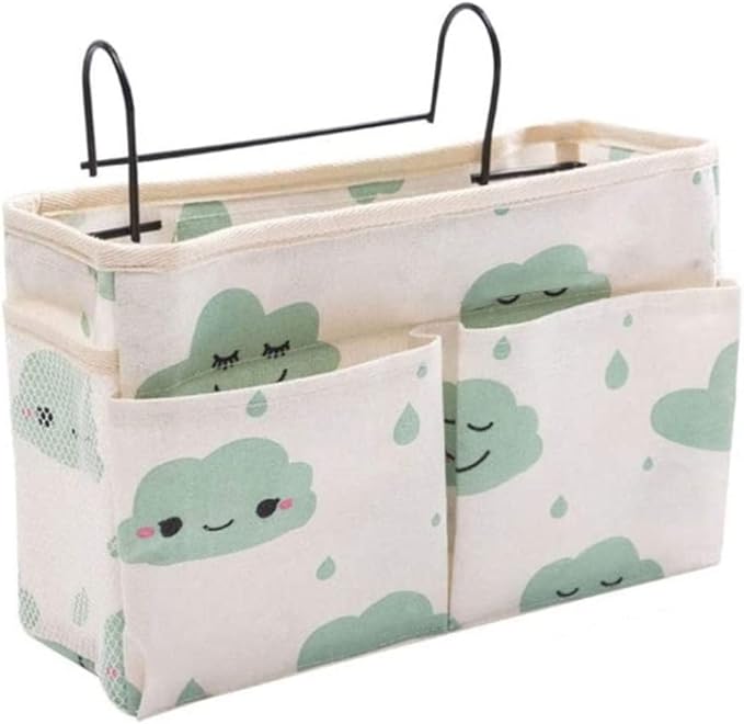 Bedside Hanging Organizer Bunk Bed Storage Hanger Bag Pocket Dormitory Bed Caddy - Green.