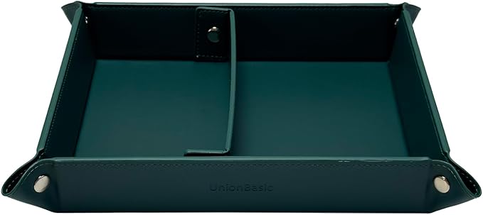 UnionBasic Medium Valet Tray, Jewelry Tray for Rings Watches Earrings, Entryway Catchall Caddy for Coins Keys Change, Nightstand Bedside Valet Holder, Trays for Electronic Gadgets, Vintage Green Plus