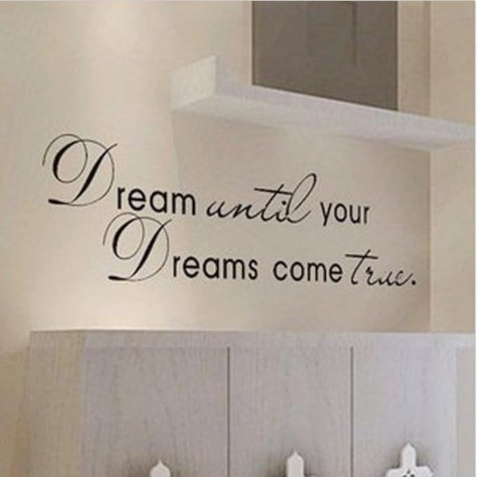 Picniva Black 5'' X 24'' Dream Until Your Dreams Come True Wall Famous PVC Wall Sticker Decal Quote Art Vinyl