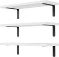 Floating Shelves, 3 Sets Wall Wooden Shelves for Décor, Mounted Bathroom Shelf Storage, Book Wall, Bedroom, Living Room – White, HM02