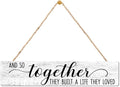 AGMDESIGN And So Together They Built A Life They Loved Wood Sign, Above Bed Wall Decor for Shelf Door, Wooden Plaque for Farmhouse Bedroom Kitchen Entryway, Heartwarming Gifts for Married Couples