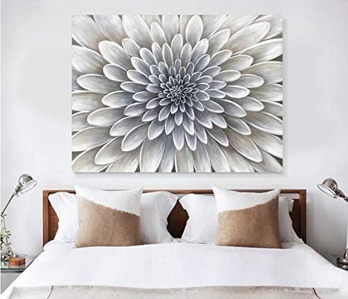 Yihui Arts White Flower Canvas Wall Art Painting, Floral Canvas Pictures Aesthetic Botanical Artwork for Bedroom Living Room Bathroom Decor