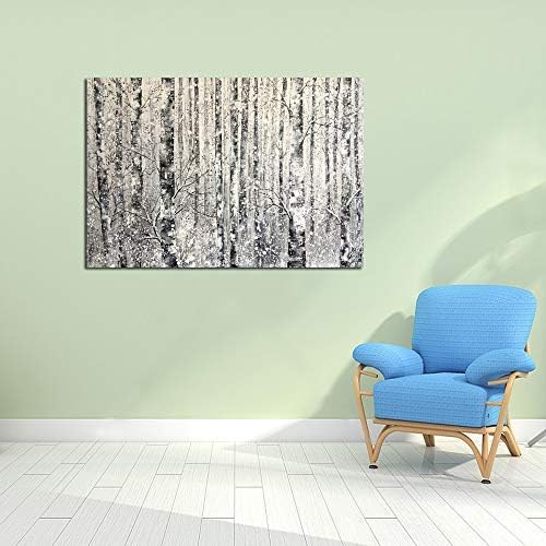 Yihui Arts - One Panel Canvas Wall Art Snowy White Forest Picture Art Print Winter Nature Landscape Painting Contemporary Artwork for Bedroom Living Room Office Wall Decor Framed Easy Hanging